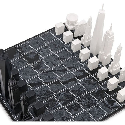 Skyline Chess - New York City Edition Acrylic Chess Set with Wood Map Board - Games