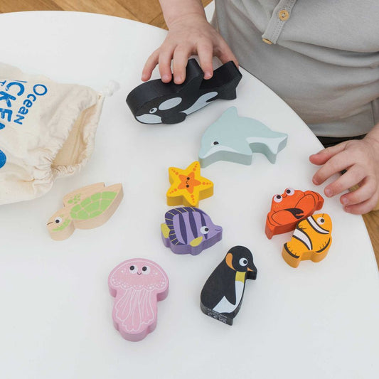 Le Toy Van - Ocean Life Stacking Animals & Bag - Infants
