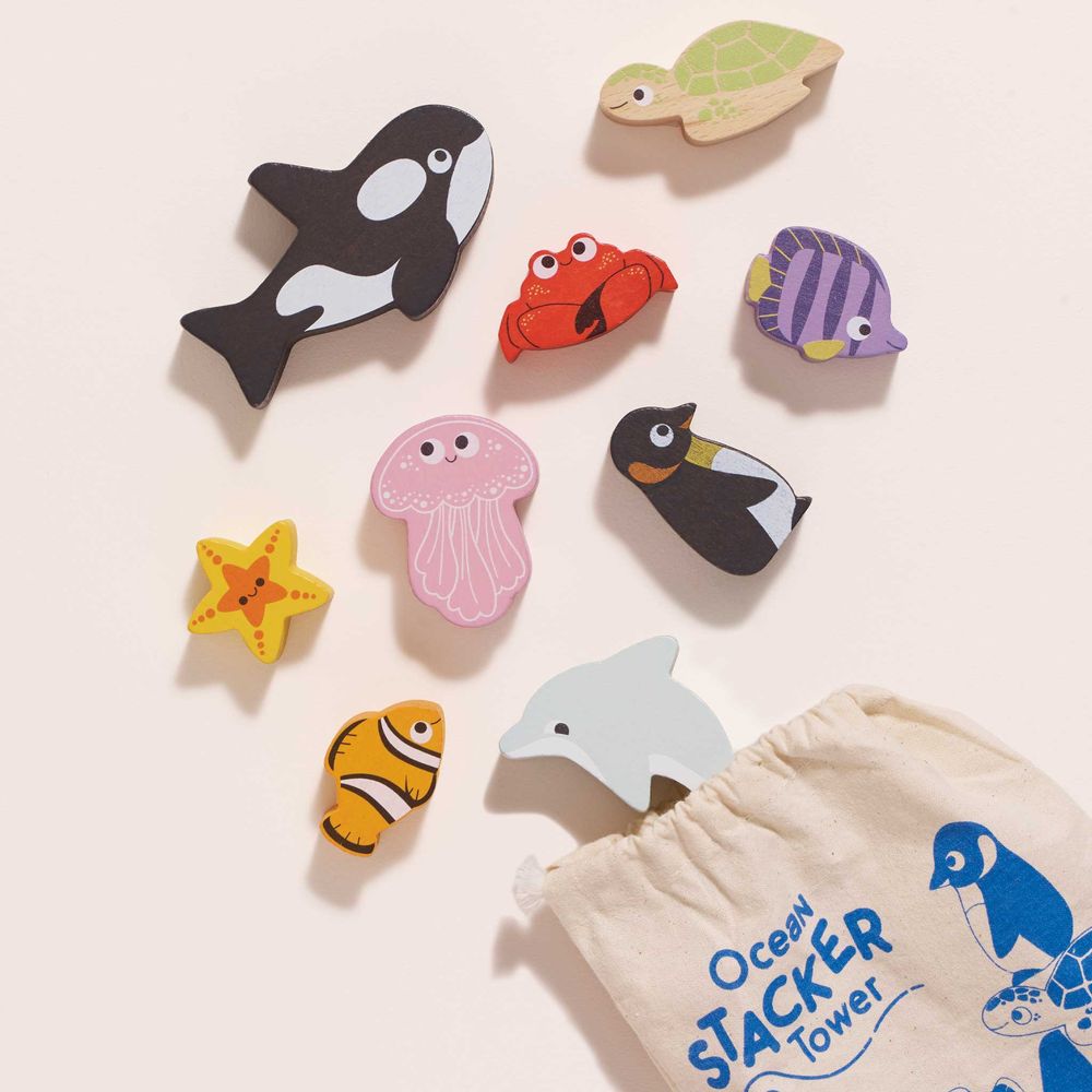 Le Toy Van - Ocean Life Stacking Animals & Bag - Infants