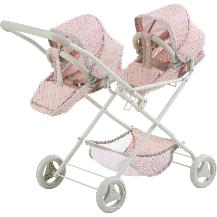 Teamson Kids - Olivia's Little World Polka Dot Princess Baby Doll Twin Bassinet Stroller - Dolls