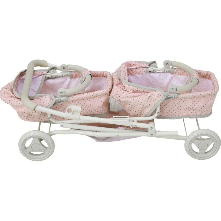 Teamson Kids - Olivia's Little World Polka Dot Princess Baby Doll Twin Bassinet Stroller - Dolls
