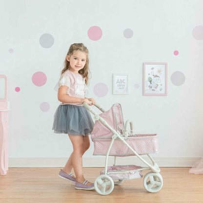 Teamson Kids - Olivia's Little World - Polka Dots Princess 2-in-1 Baby Doll Stroller - Pink/Gray - Dolls