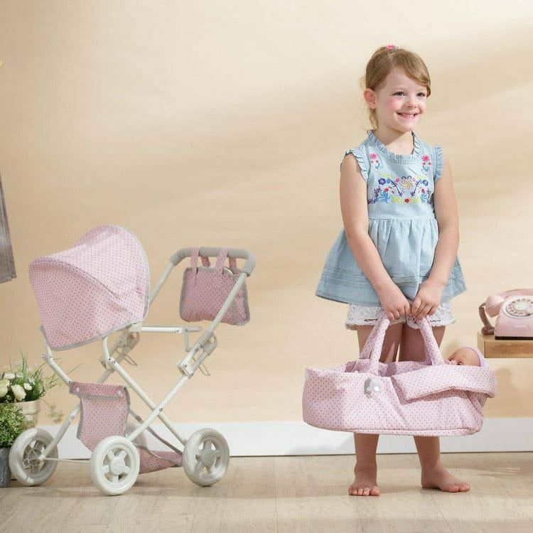 Teamson Kids - Polka Dots Princess Deluxe Baby Doll Stroller - Pink - Dolls