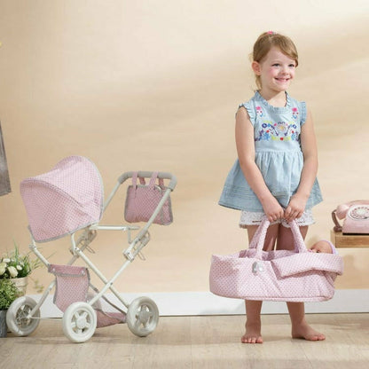 Teamson Kids - Polka Dots Princess Deluxe Baby Doll Stroller - Pink - Dolls