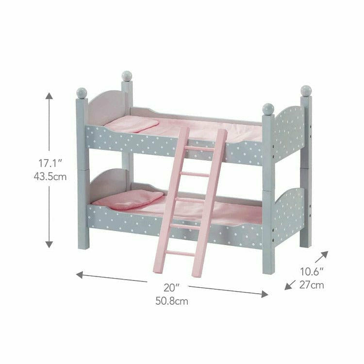 Teamson Kids - Polka Dots Princess Double Bunk Bed for 18" Dolls - Gray - Dolls
