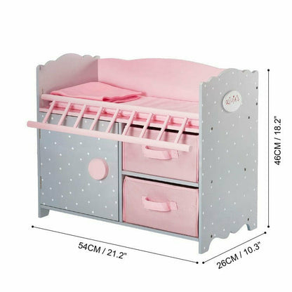 Teamson Kids - Princess Baby Doll Crib with Cabinet and Cubby - Dolls