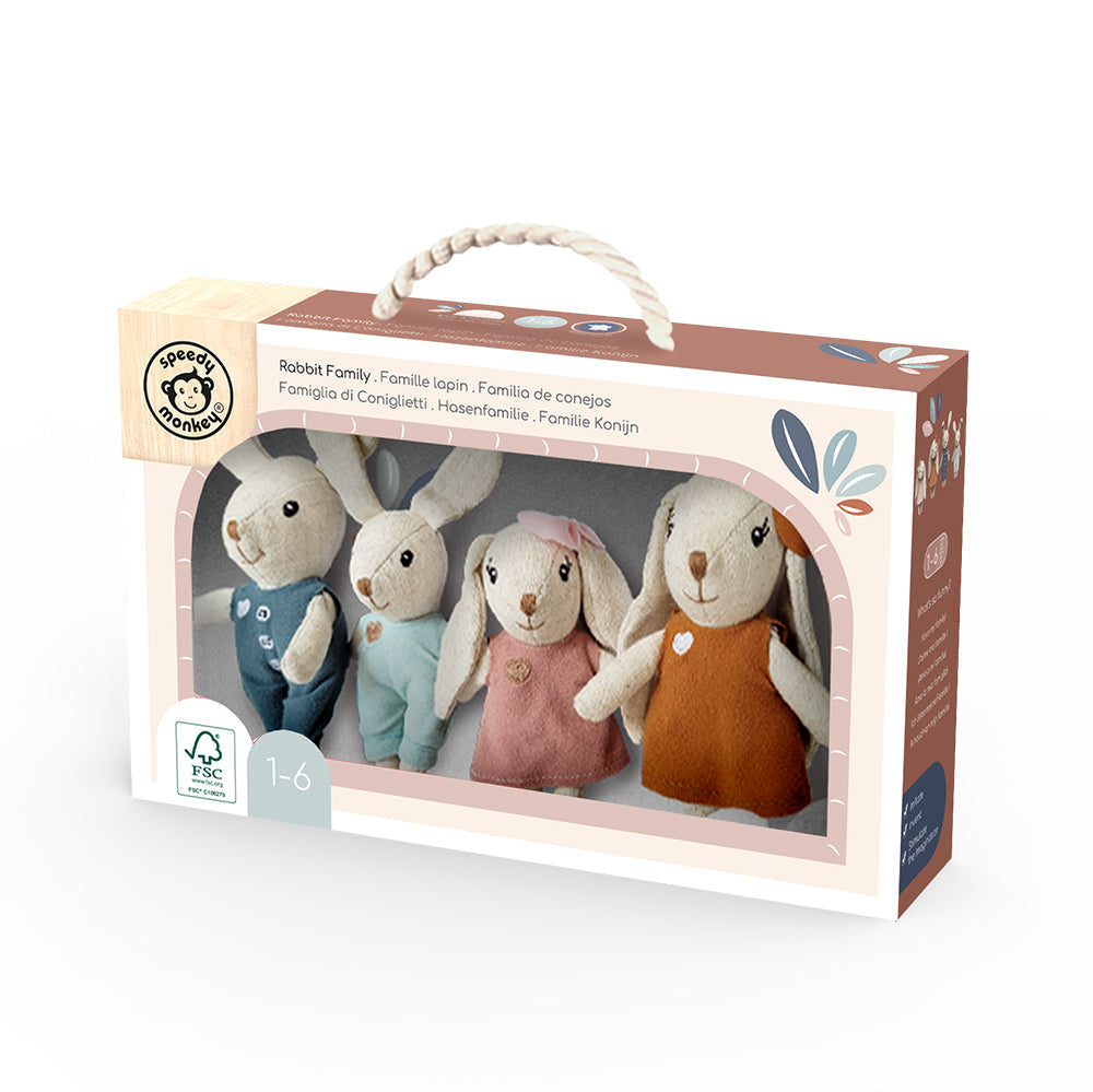 Speedy Monkey - Rabbit Family Doll Set - Dolls
