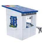 Teamson Kids - Rainbow Shade Wooden Playhouse with Kitchen, Flower Box & Bench - White - Outdoor