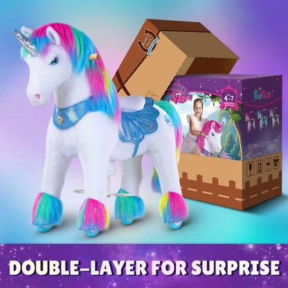 PonyCycle, Inc. - Rainbow Unicorn Model Y Ride on Toy - 4-7 Years - Outdoor