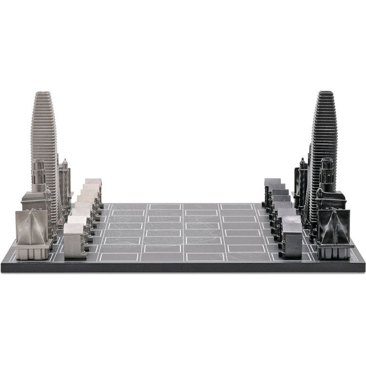 Skyline Chess - San Francisco Edition Stainless Steel Chess Set with Wood Map Board - Games