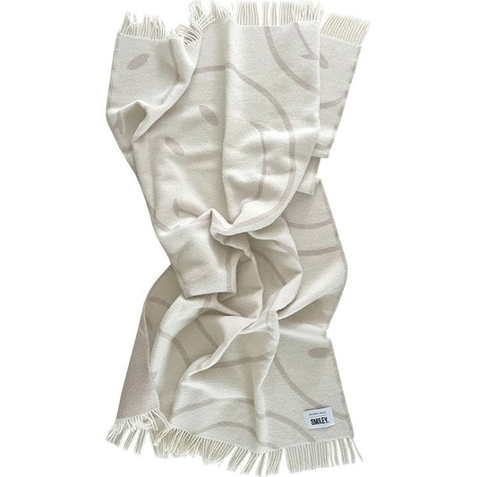 Maison Deux - Smiley Blanket - White/Grey - Room Decor