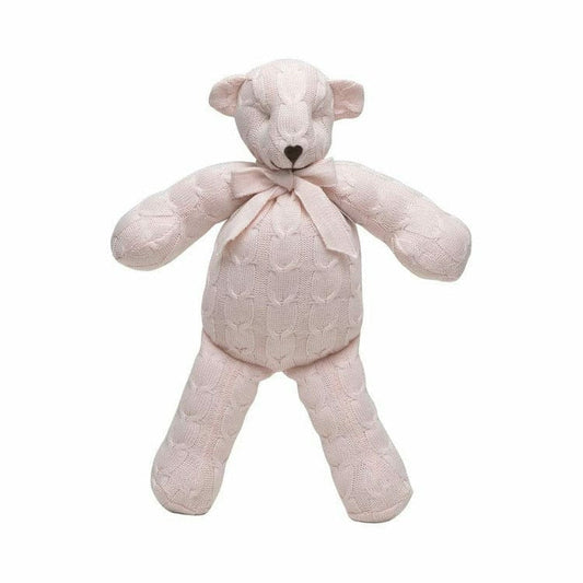 Rian Tricot - Soft Pink Cable Knit Plush Teddy Bear - Plush