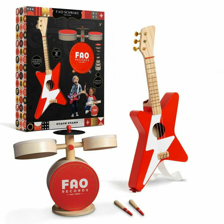 FAO Schwarz - Stage Stars Wooden Guitar and Drum Set - Preschool