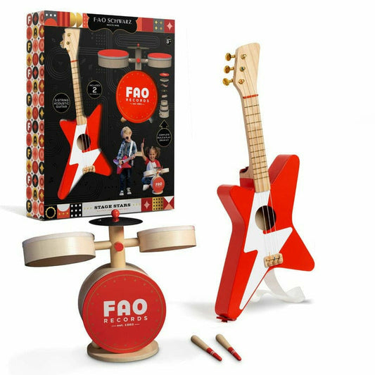 FAO Schwarz - Stage Stars Wooden Guitar and Drum Set - Preschool