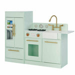 Teamson Kids - Teamson Kids Little Chef Charlotte 2-Piece Modular Wooden Play Kitchen, Mint - Preschool