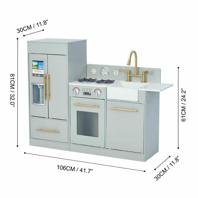 Teamson Kids - Teamson Kids Little Chef Charlotte Modern Modular Wooden Play Kitchen, Grey/Gold - Preschool