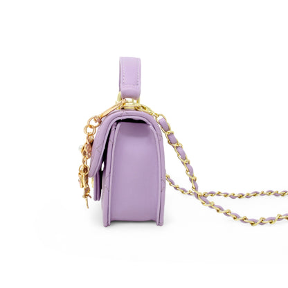 Zomi Gem - Tiny Quilted Ballet Charm Handbag - Purple - Trend Accessories