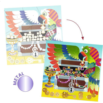 Djeco - Up and at 'Em! Foil & Jewel Mosaic Craft Kit - Creativity