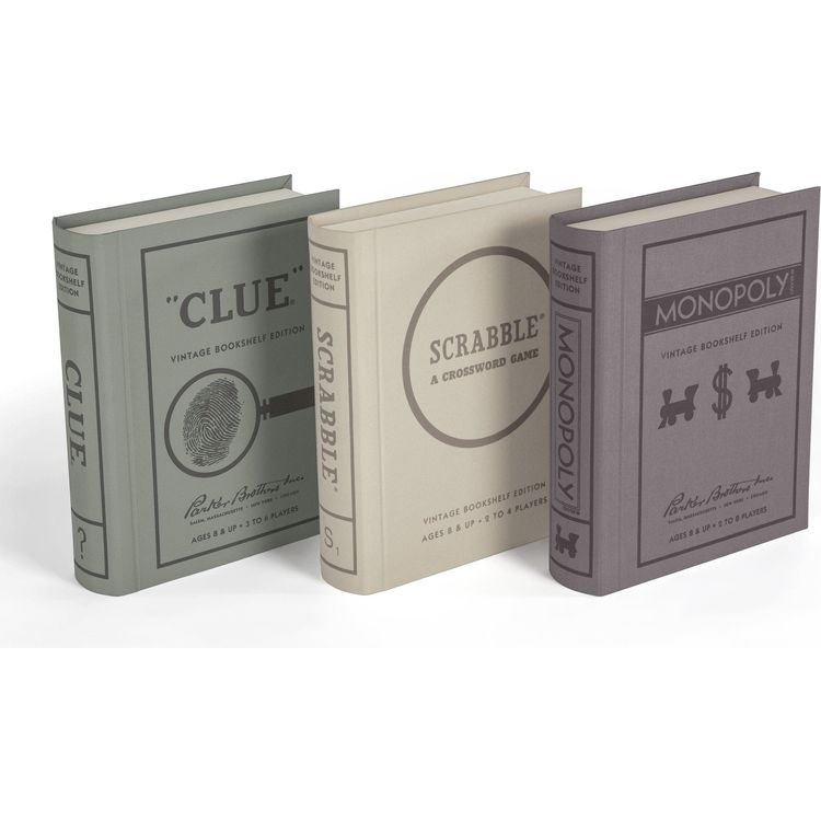 WS Game Company - Vintage Bookshelf Games 3-Pack: Monopoly, Scrabble, Clue - Games