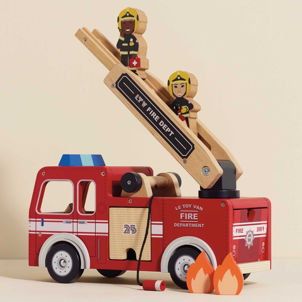 Le Toy Van - Wood Fire Engine with Firefighters - Preschool