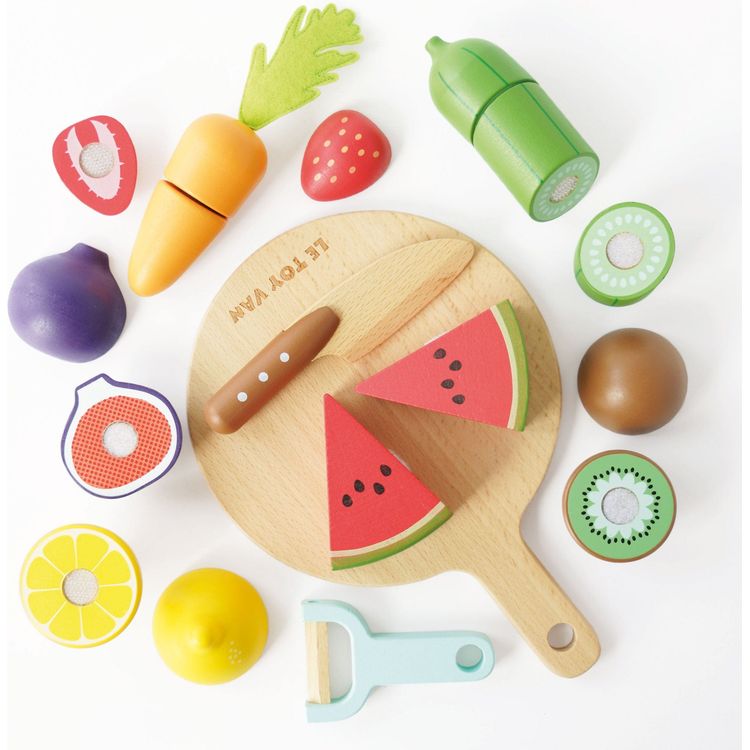 Le Toy Van - Wooden Chopping Board & Sliceable Play Food - Preschool