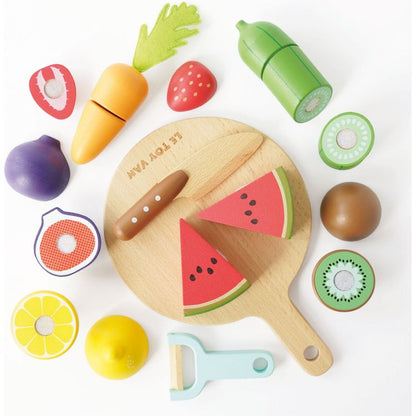 Le Toy Van - Wooden Chopping Board & Sliceable Play Food - Preschool