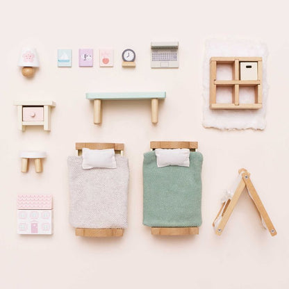 Le Toy Van - Wooden Dollhouse 24 Piece Child's Bedroom Furniture Set - Dolls