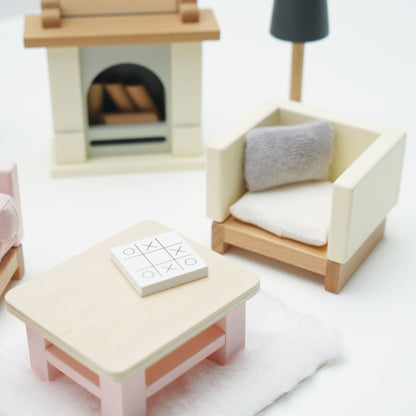 Le Toy Van - Wooden Dollhouse Living Room Furniture Set - 19 Pieces - Dolls
