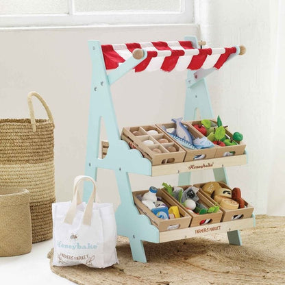 Le Toy Van - Wooden Market Stall & Fruit Play Food Crate - Preschool