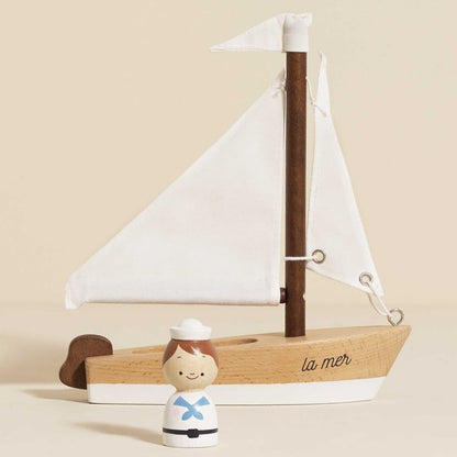 Le Toy Van - Wooden Sailing Boat & Captain - Preschool