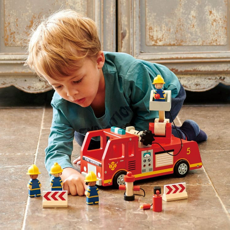 Tender Leaf Toys - Wooden Toy Fire Engine Truck - Preschool